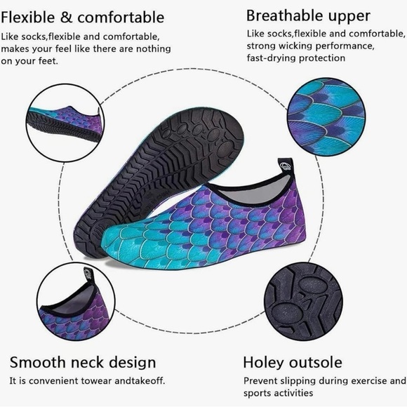 Water Shoes for Womens / Mens Barefoot Quick-Dry Aqua Socks for Beach Swim - NWT - Picture 3 of 11